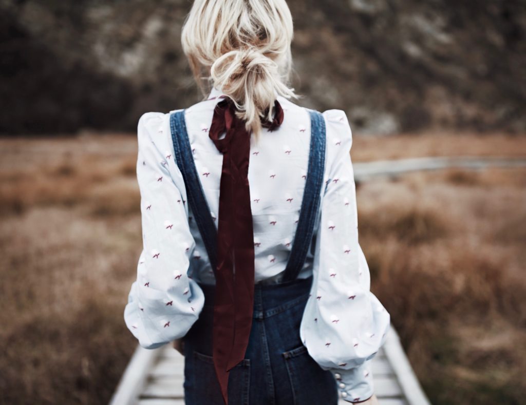girl overalls bow