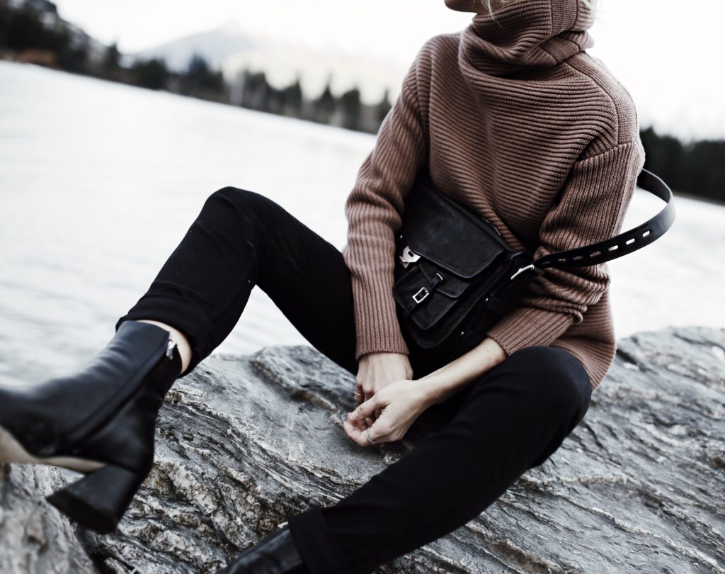 girl lake mountain sweater