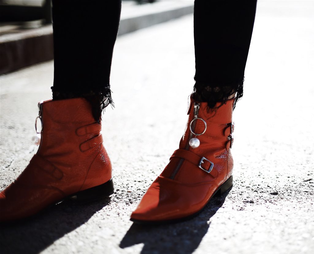 Opening Ceremony red patent boot