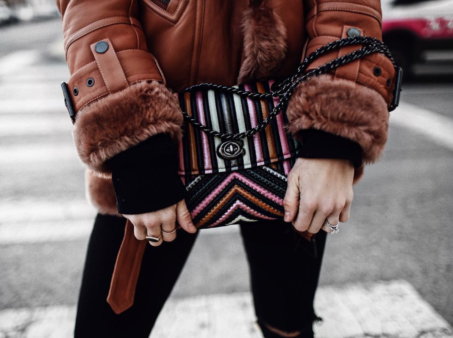 striped leather purse 