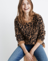 Madewell Crewneck Pullover Sweater in Leopard